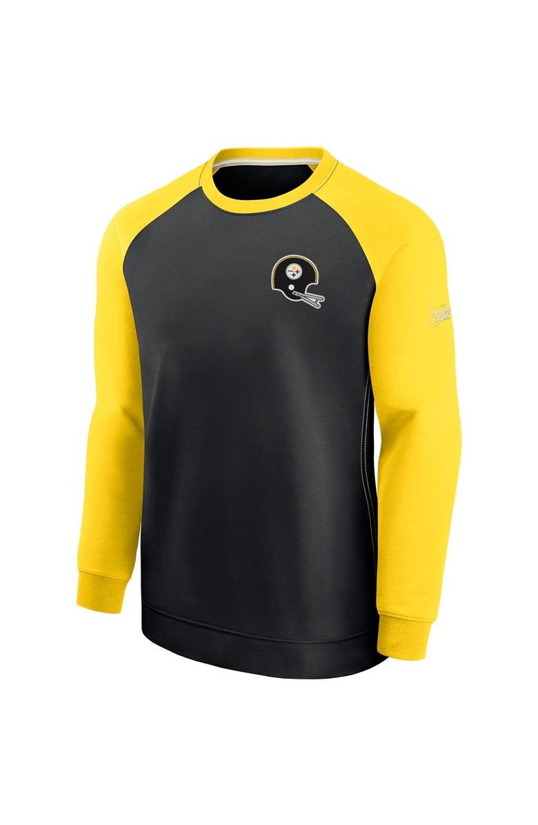 Nike Men's Nike Black/Gold Pittsburgh Steelers Historic Raglan Crew Performance Sweater, Alternate, color, Black