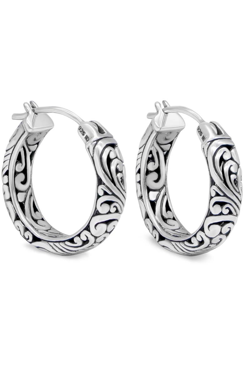 25mm Filigree Hoop Earrings in Sterling Silver, Alternate, color, Silver
