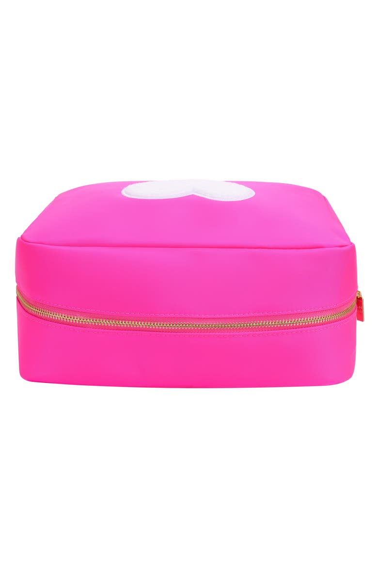XL Heart Patch Cosmetic Bag with Insert, Alternate, color, HOT PINK