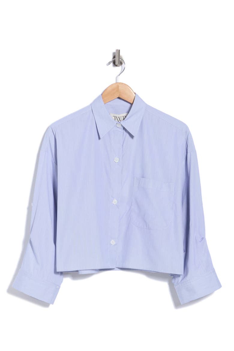Next Ex Crop Button-Up Shirt, Main, color, WHITE / BLUE