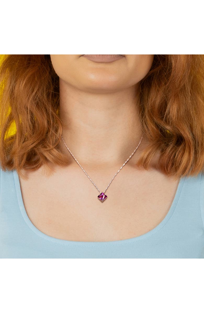 Julianna B. Gemstone Square Solitaire Necklace 10K, Alternate, color, Amethyst
