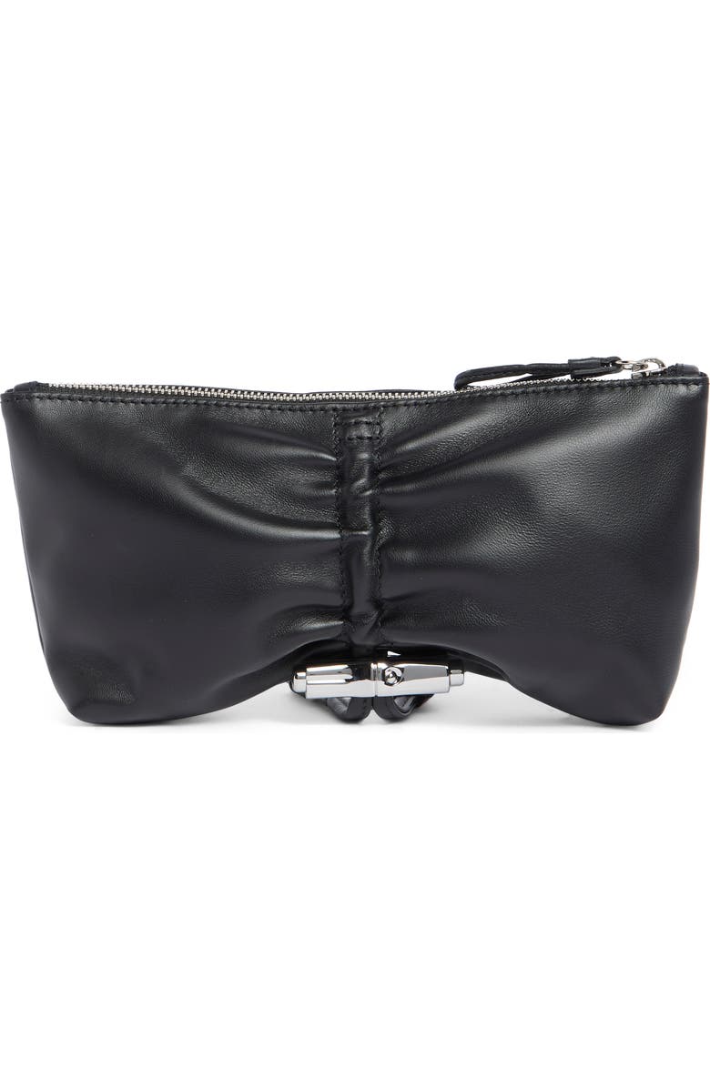 Longchamp Le Roseau Leather Clutch, Alternate, color, Black