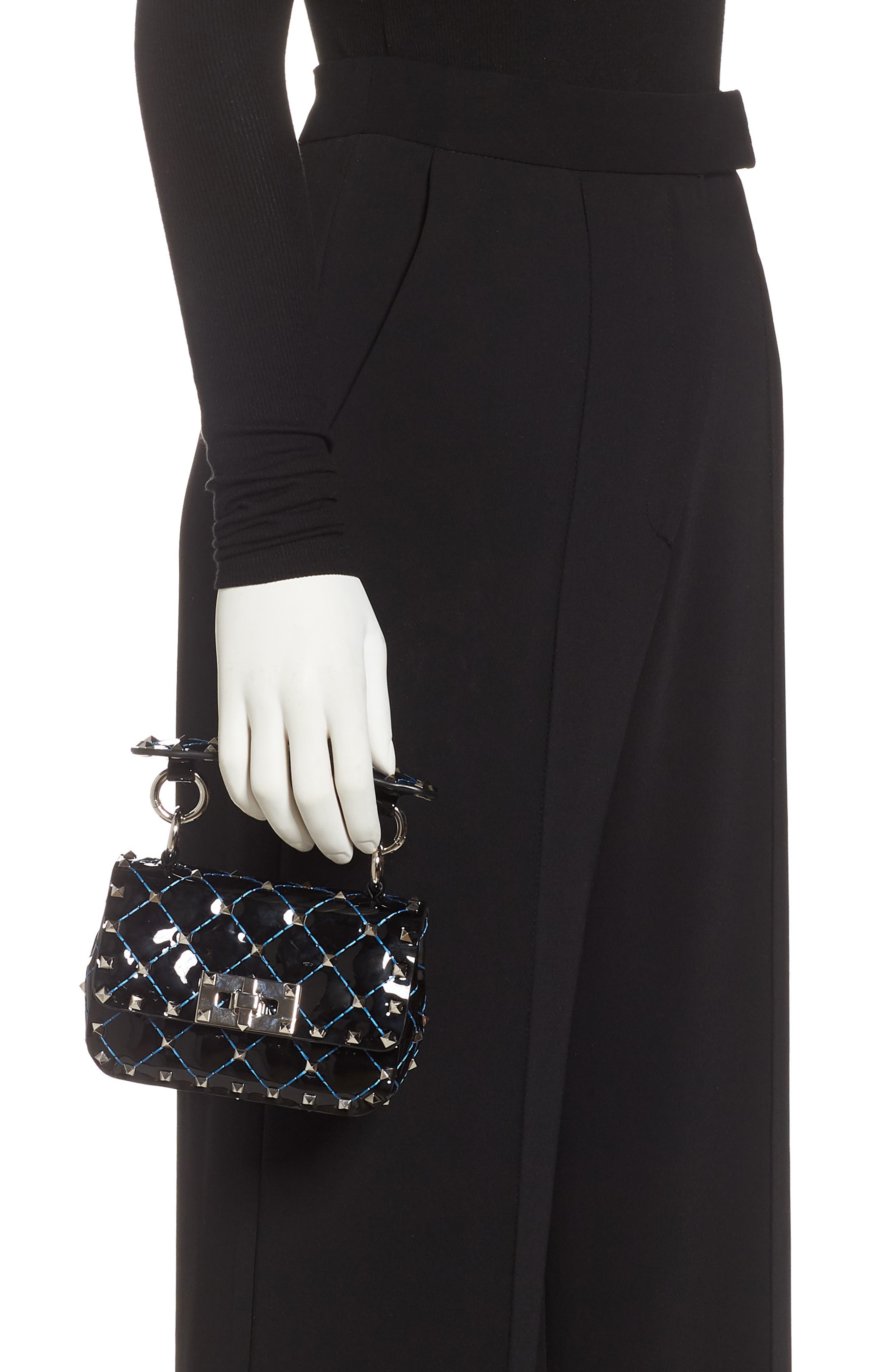 Valentino Garavani Micro Rockstud Spike Patent Leather Shoulder Bag, Alternate, color, 