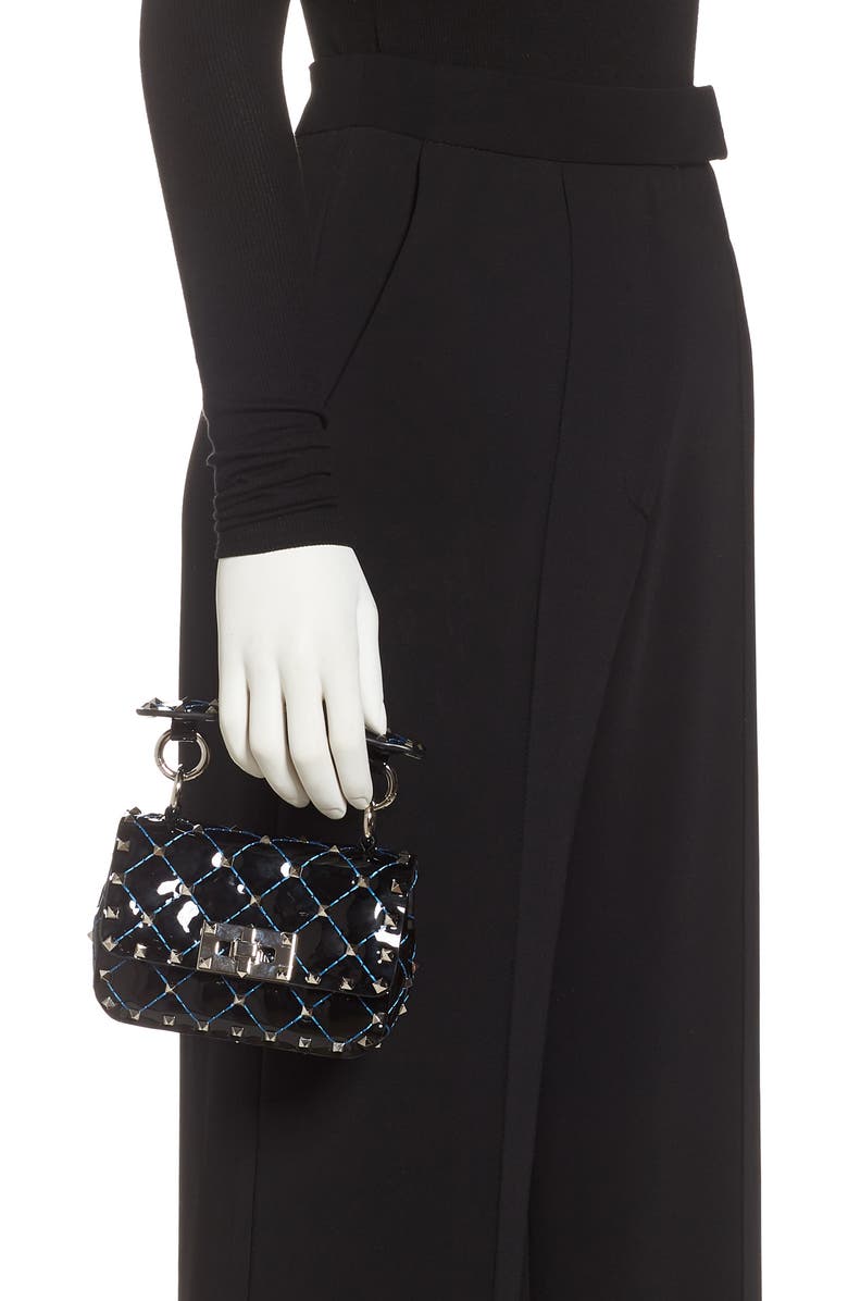 Valentino Garavani Micro Rockstud Spike Patent Leather Shoulder Bag, Alternate, color,