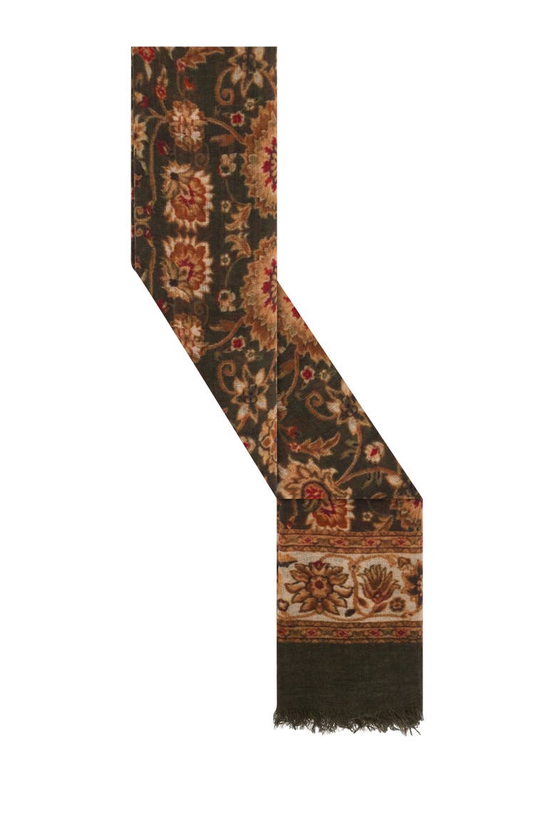Sandy Floral Print Scarf, Alternate, color, Khaki Green