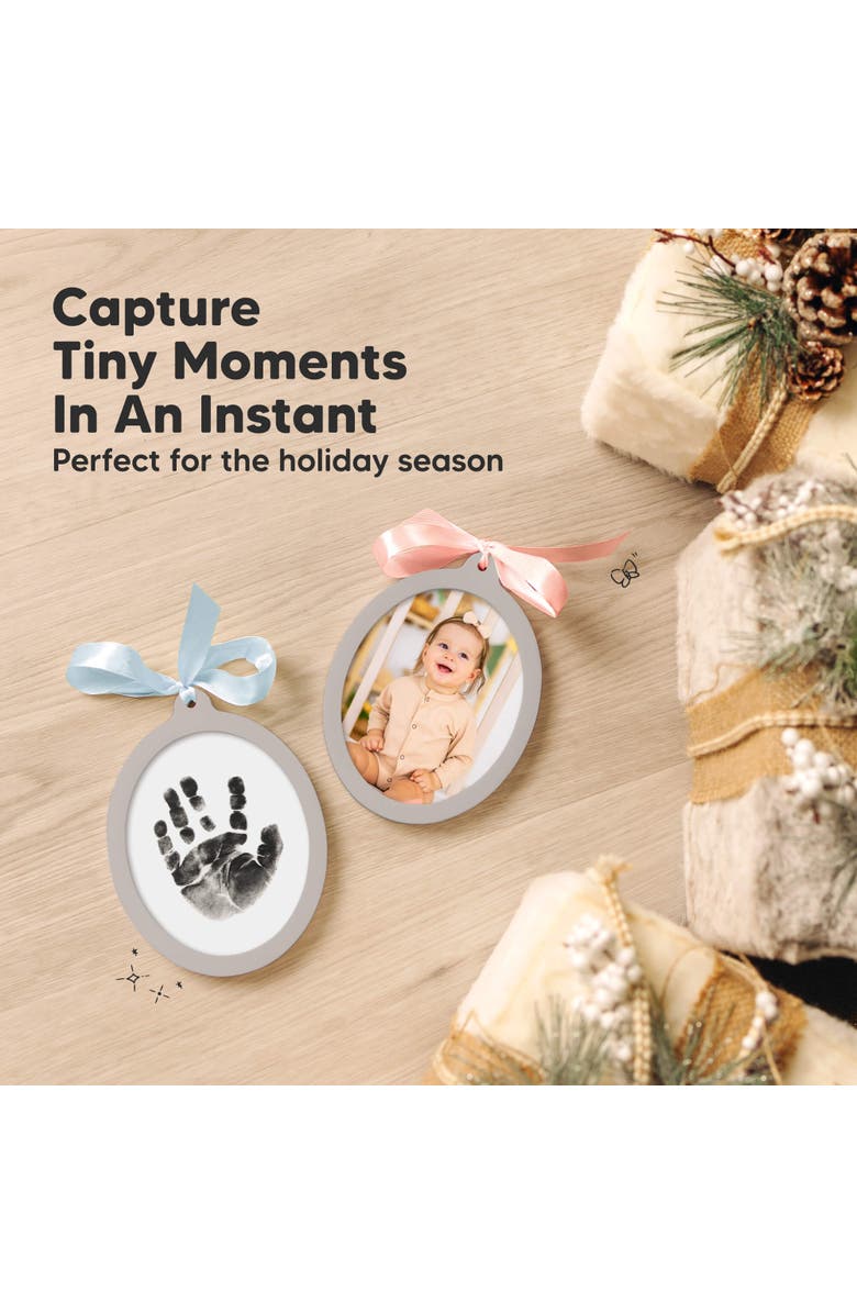 KeaBabies Bitsy Inkless Baby Print and Photo Ornaments, Alternate, color, Oval/Cloud Gray