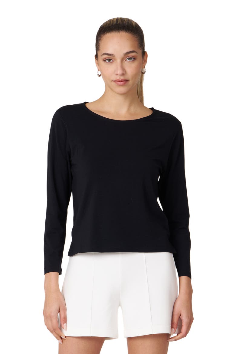 Rebody Essentials Mid Length Long Sleeve Top, Main, color, Black