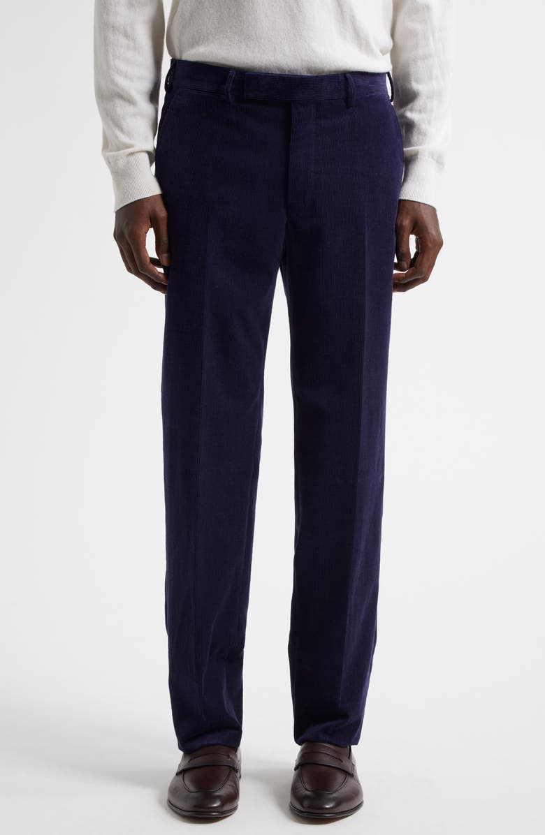 ZEGNA Cashco Corduroy Dress Pants, Main, color, Navy