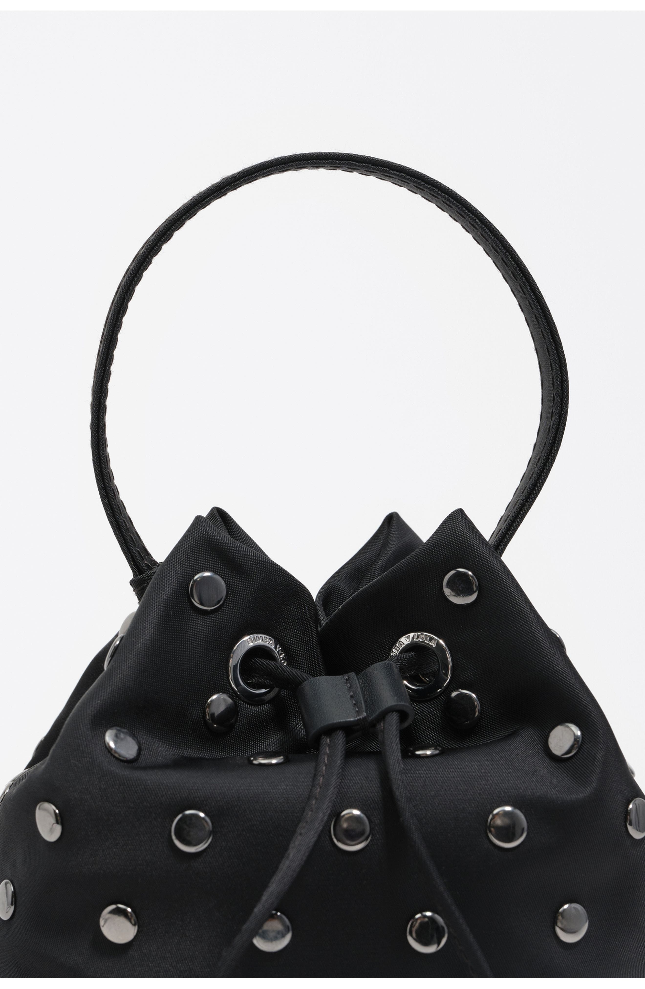 Bimba y Lola Nylon Mini bucket bag, Alternate, color, Black