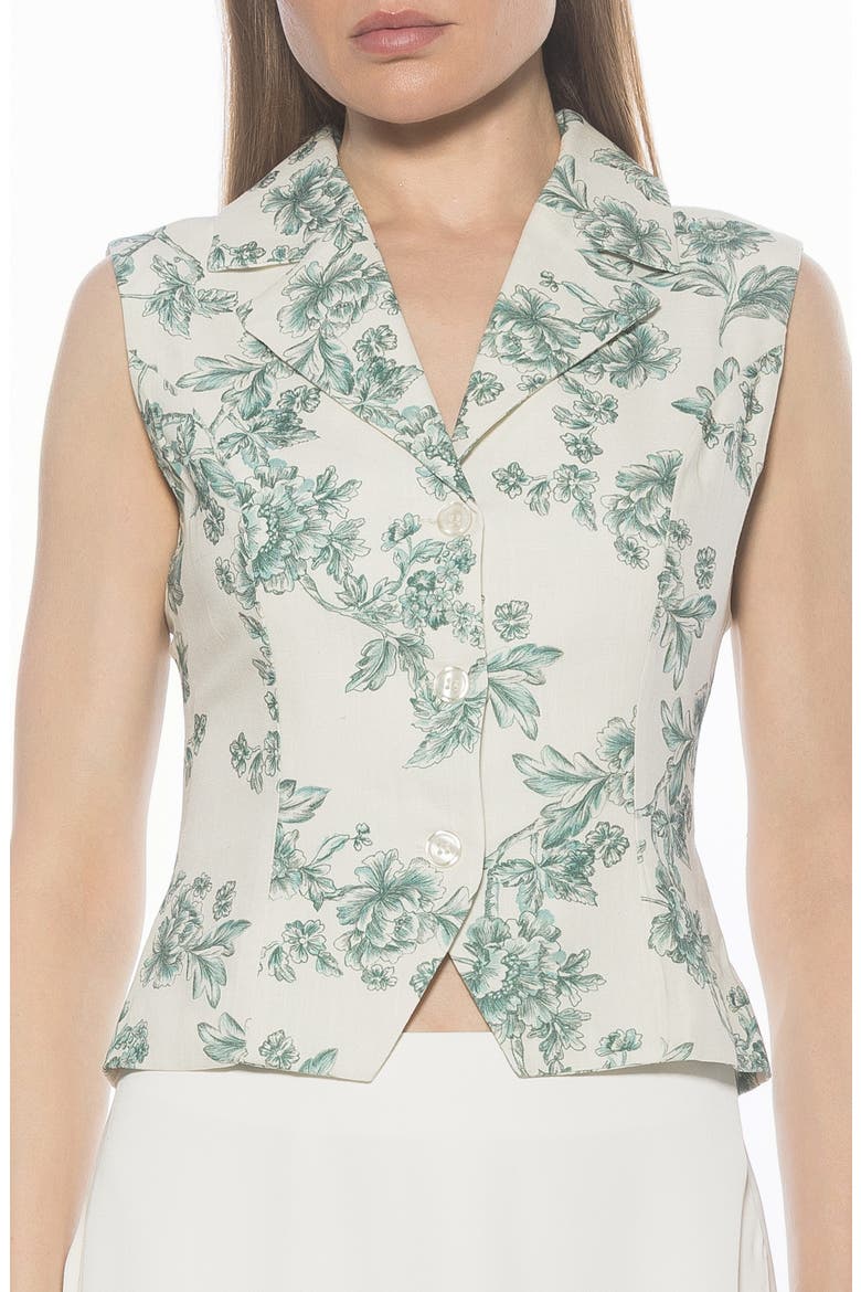 Luisa Cotton & Linen Vest, Main, color, SAGE FLORAL