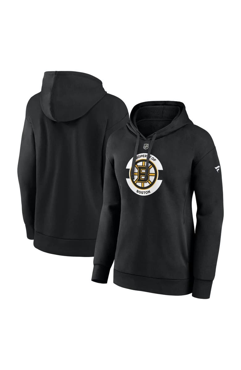FANATICS Women's Fanatics Black Boston Bruins Authentic Pro Core Secondary Fleece Pullover Hoodie, Main, color,
