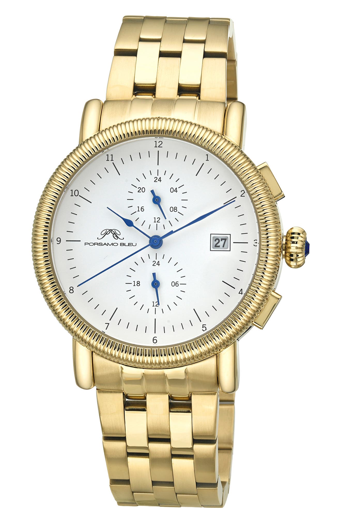 Porsamo Bleu Valor Bracelet Strap Chronograph Watch, 44mm In Gold/ White