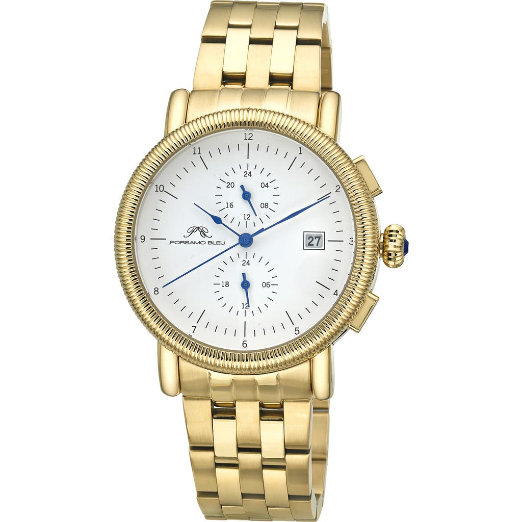 Porsamo Bleu Valor Bracelet Strap Chronograph Watch, 44mm In Gold/ White