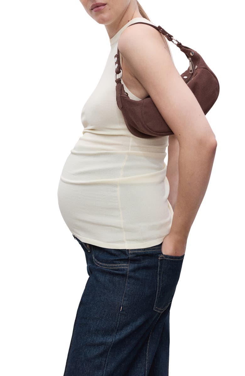 MANGO Over the Bump Seamed Straight Leg Maternity Jeans, Alternate, color, Open Blue