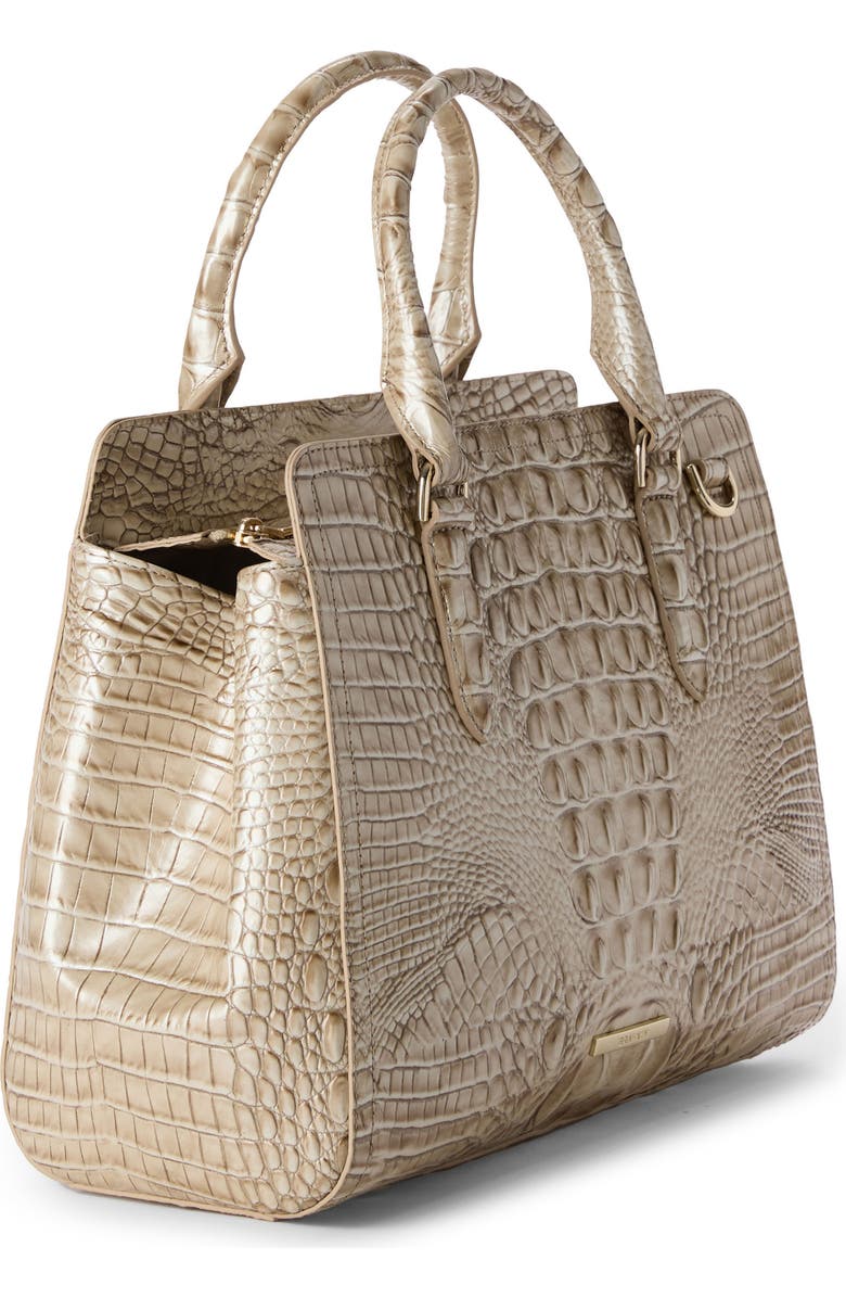 Brahmin Small Finley Croc Embossed Leather Satchel, Alternate, color,