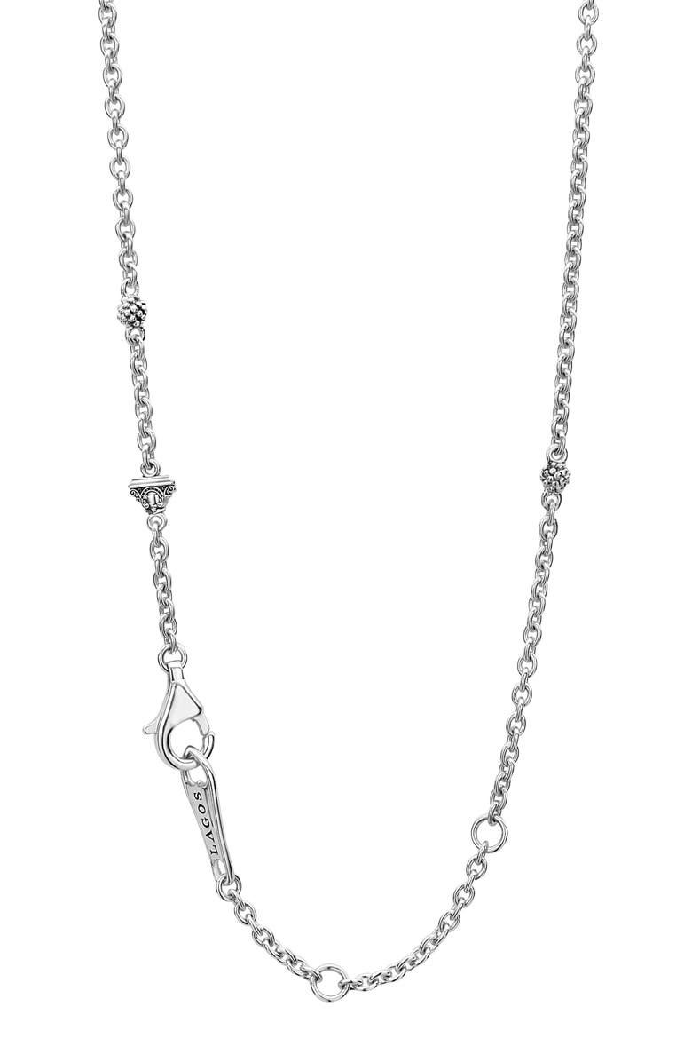 LAGOS Caviar Spark Diamond Pavé Circle Pendant Necklace, Alternate, color, Silver