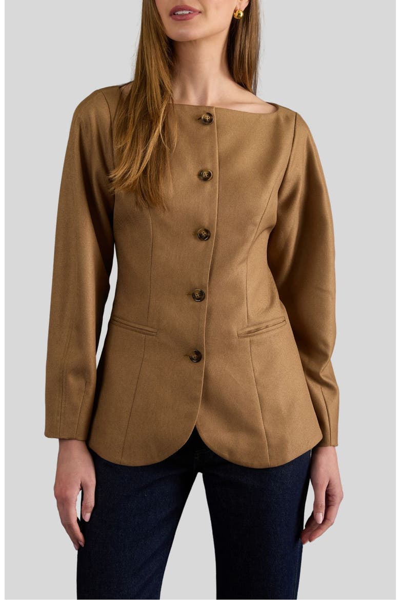 Bateau Neck Jacket, Alternate, color, CAMEL