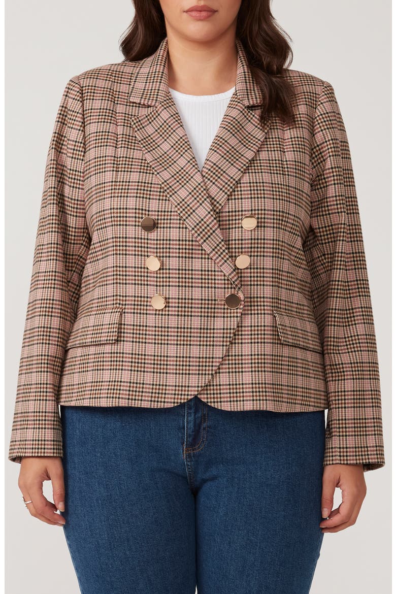 Penelope Plaid Blazer, Main, color, MOCHA/ PINK