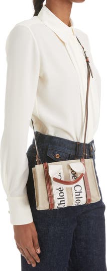 Chloé Small Woody Logo Strap Linen Tote | Nordstrom
