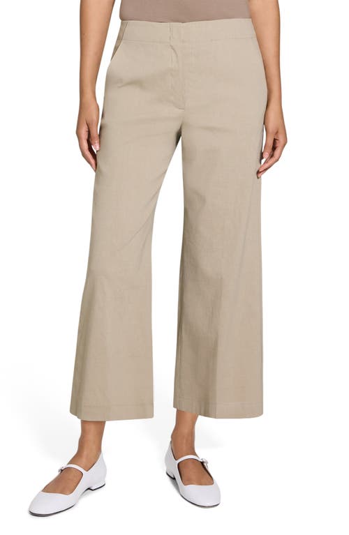 Theory Clean Terena Crop Wide Leg Linen Blend Pants In Neutral