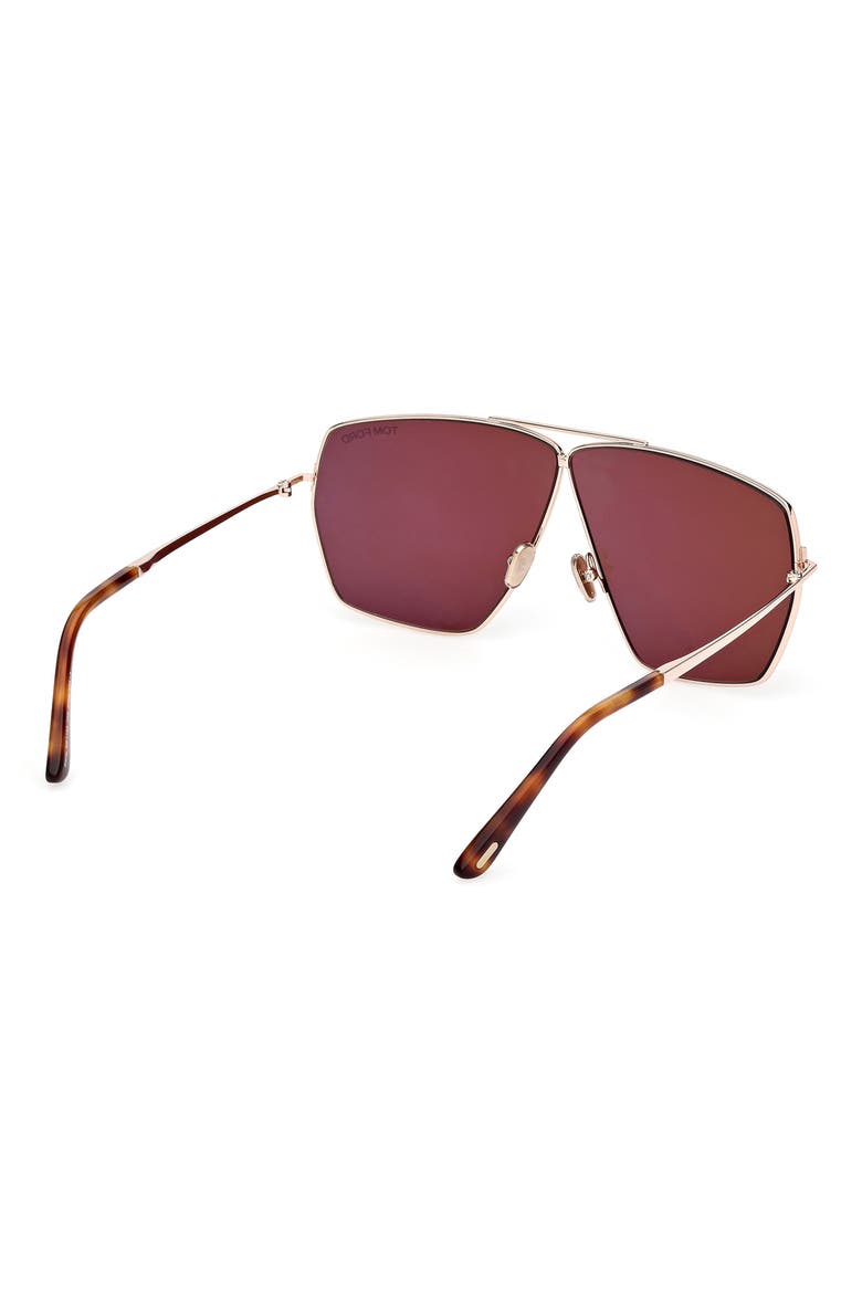 Stella 67mm Oversize Navigator Sunglasses, Alternate, color, ROSE GOLD/ SHINY HAVANA/ BROWN