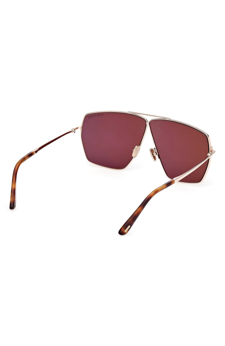 TOM FORD Stella 67mm Oversize Navigator Sunglasses, Alternate, color, Rose Gold/ Shiny Havana/ Brown
