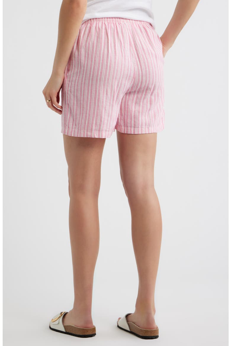 Easy Linen Blend Shorts, Alternate, color, PINK- IVORY GINGER STRIPE