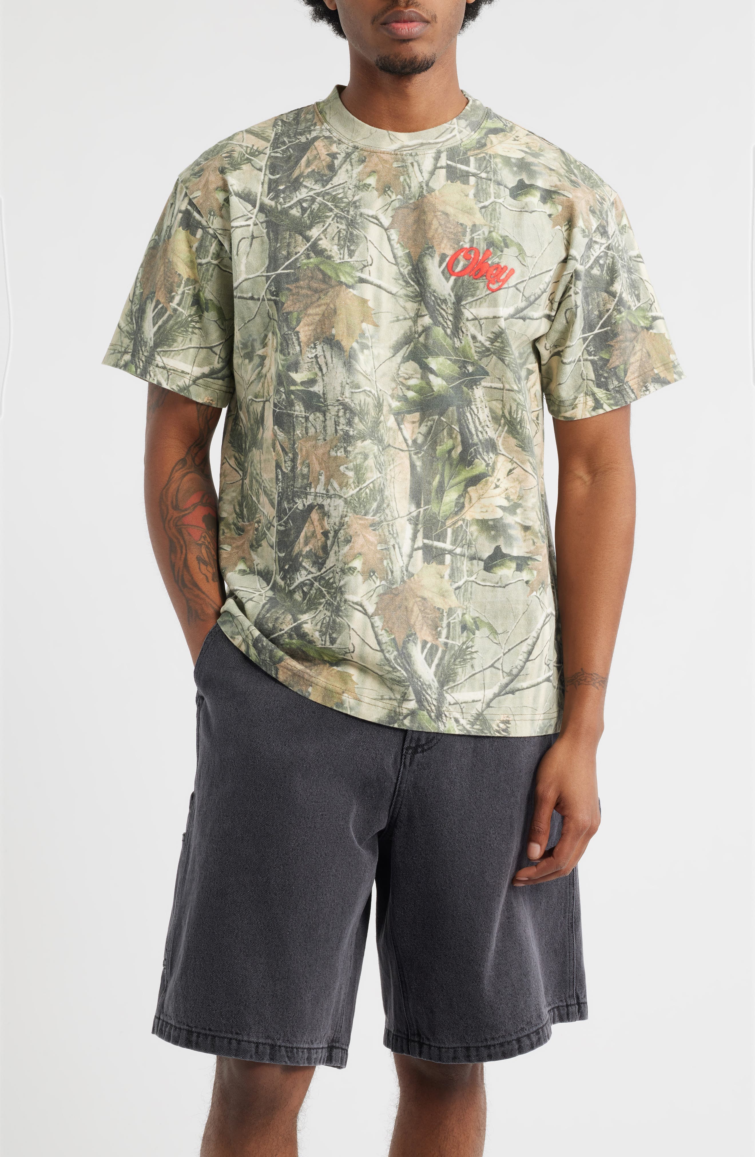 Obey Airbrushed Rose Logo Camouflage T-Shirt (Men) | Nordstrom