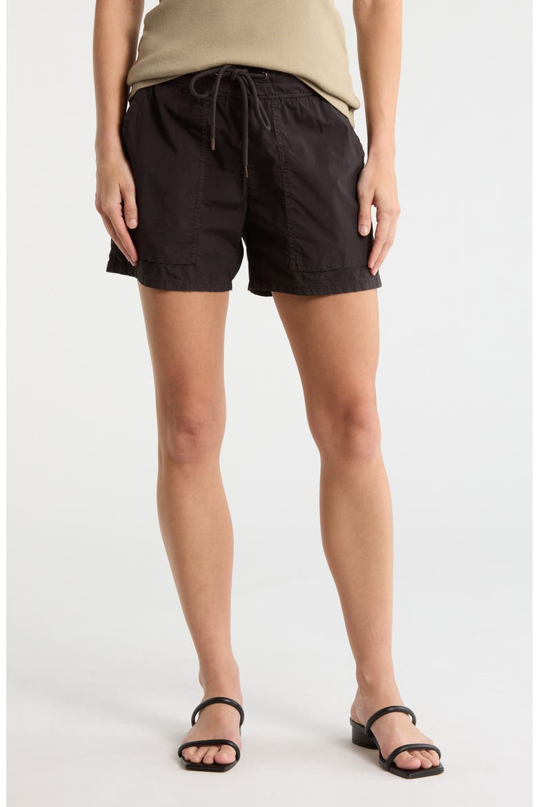 Stretch Cotton Poplin Drawstring Shorts, Main, color, BLACK