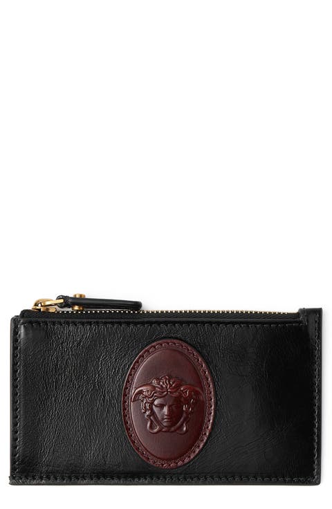 Medusa Leather Zip Card Case