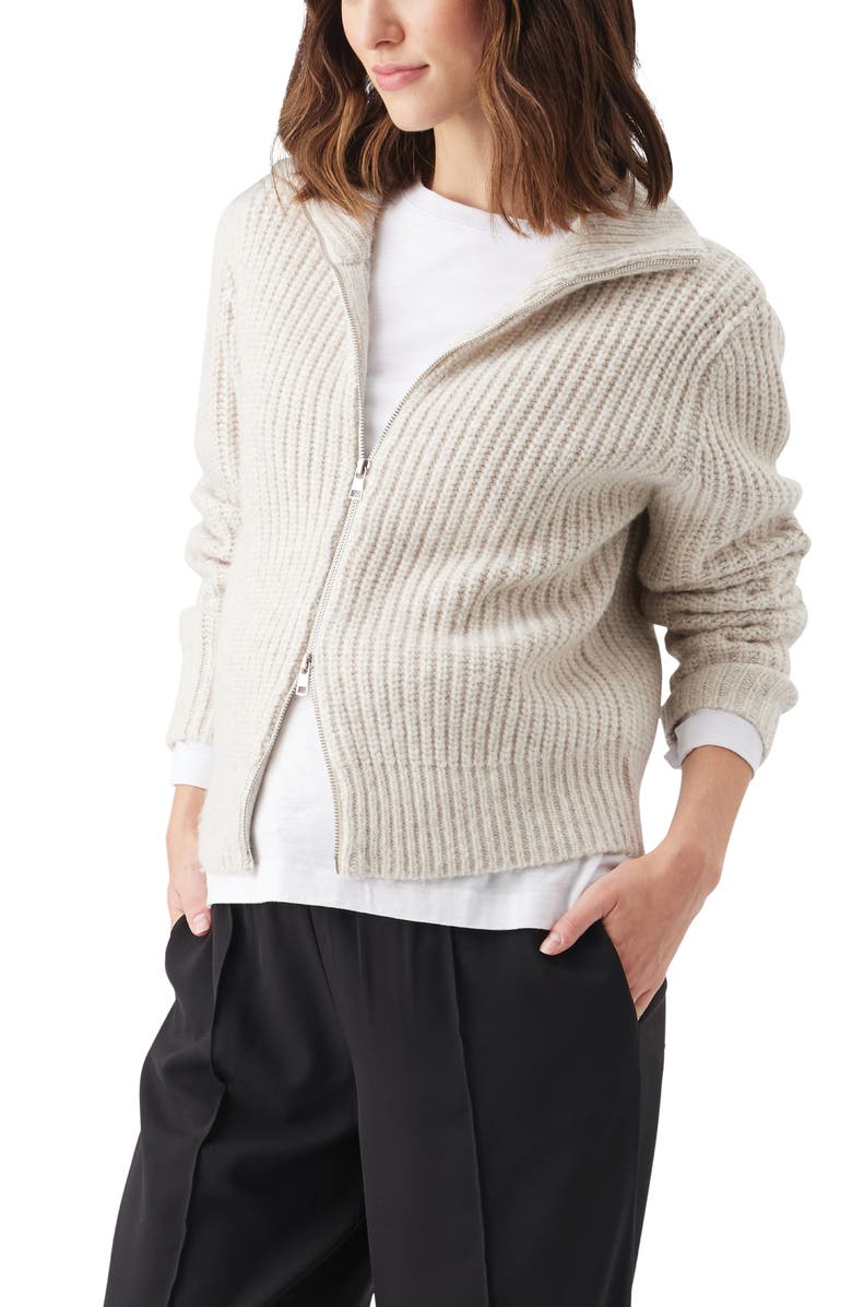 Ripe Maternity Layla Zip Through Knit, Alternate, color, Oat Marle