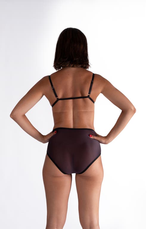 Lechery ® Lustrous Sheer High-waisted Brief In Black
