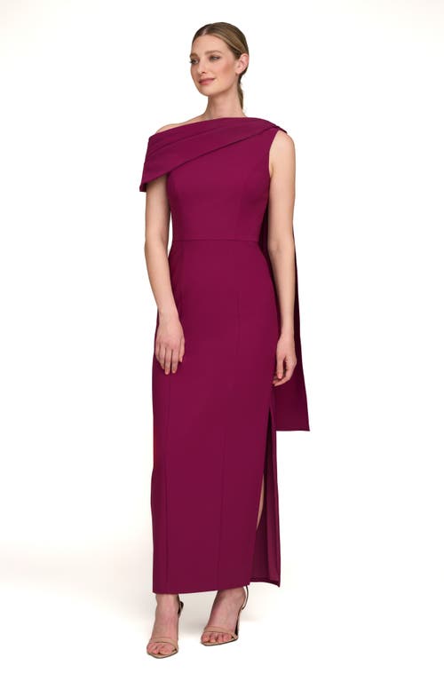 Kay Unger Dominca Drape One-shoulder Gown In Boysenberry
