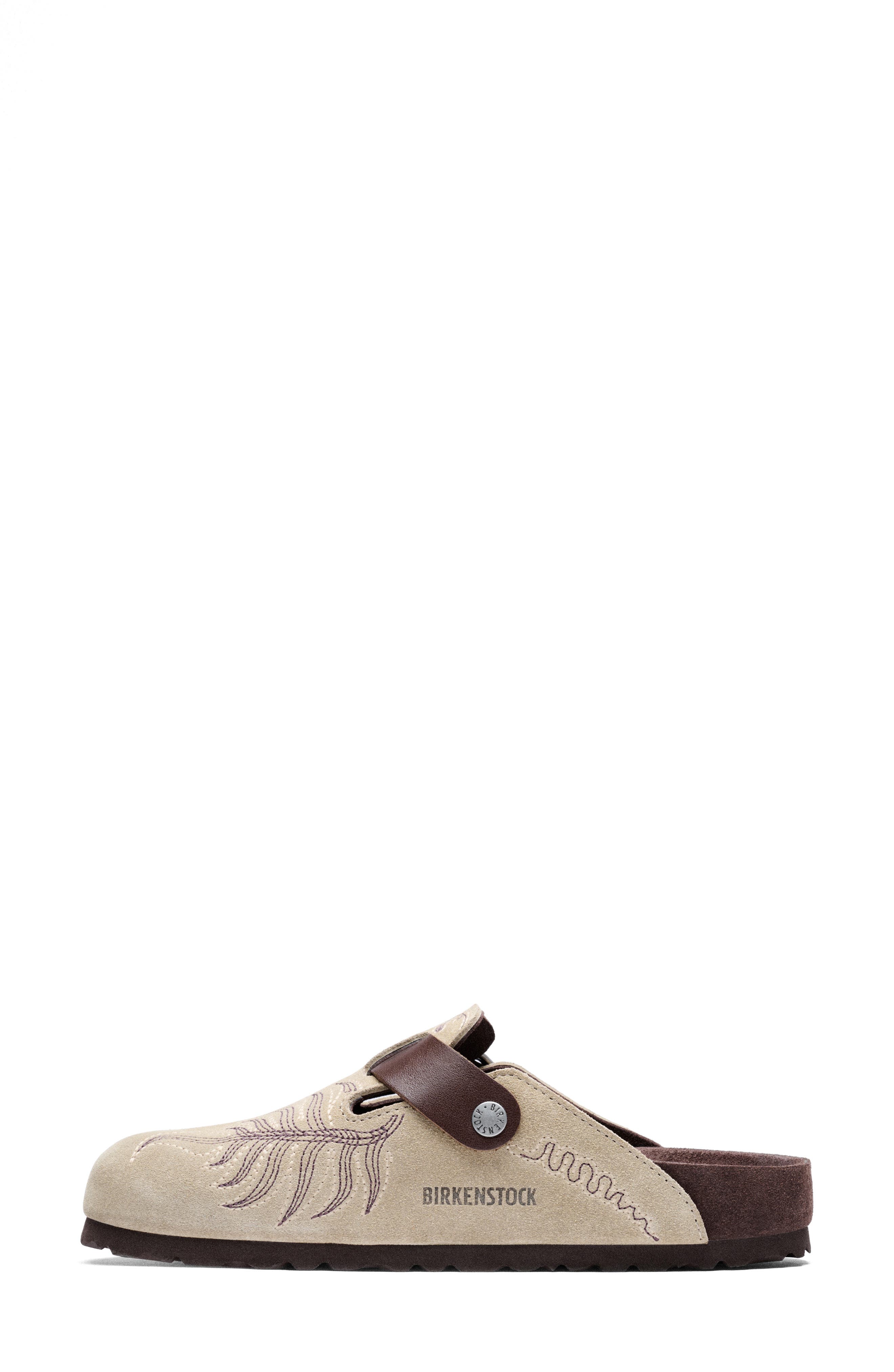 x Birkenstock Boston Embroidered Mule, Alternate, color, M0724 KHAKI