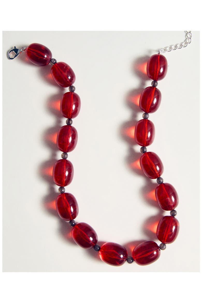 Stone Beaded Collar Necklace, Alternate, color, RUSSET
