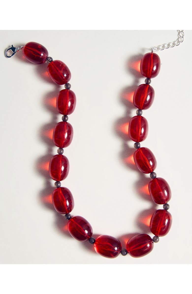 MANGO Stone Beaded Collar Necklace, Alternate, color, Russet
