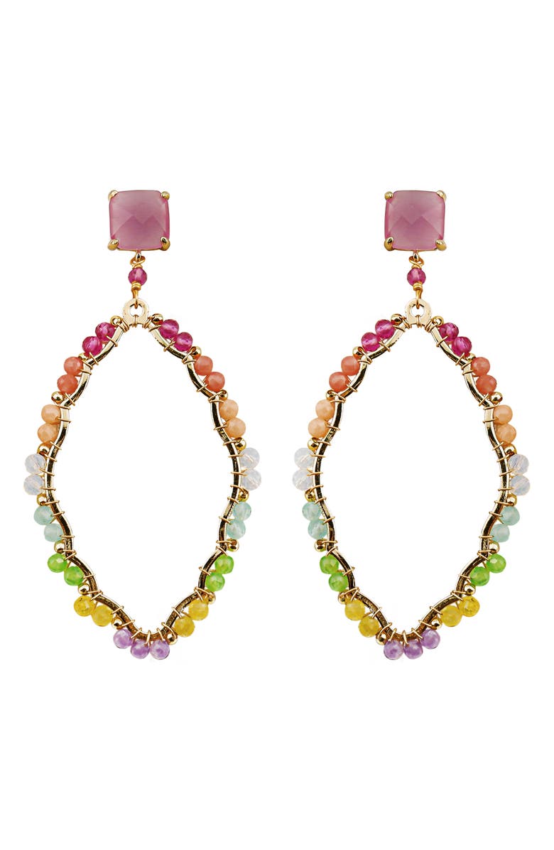 Panacea Crystal Wrapped Drop Earrings, Main, color, Pink Multi