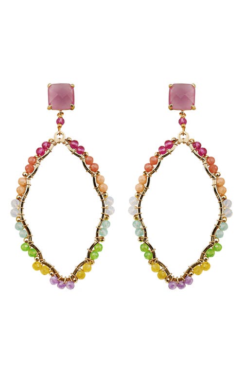 Panacea Crystal Wrapped Drop Earrings In Pink Multi