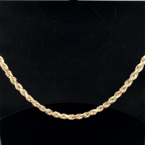 Diamond Cut Rope Chain Necklace 4mm 22 Inch