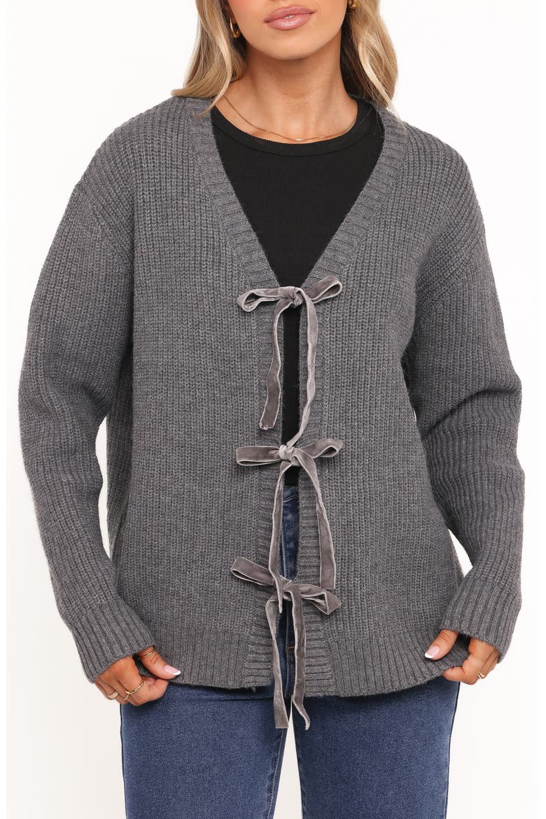 Hammond Tie Front Cardigan, Main, color, GREY