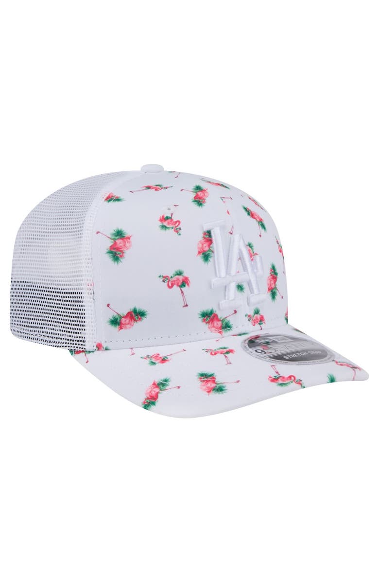 New Era Men's New Era White Los Angeles Dodgers Flamingo Mesh Back 9SEVENTY Stretch-Snap Hat, Alternate, color, White