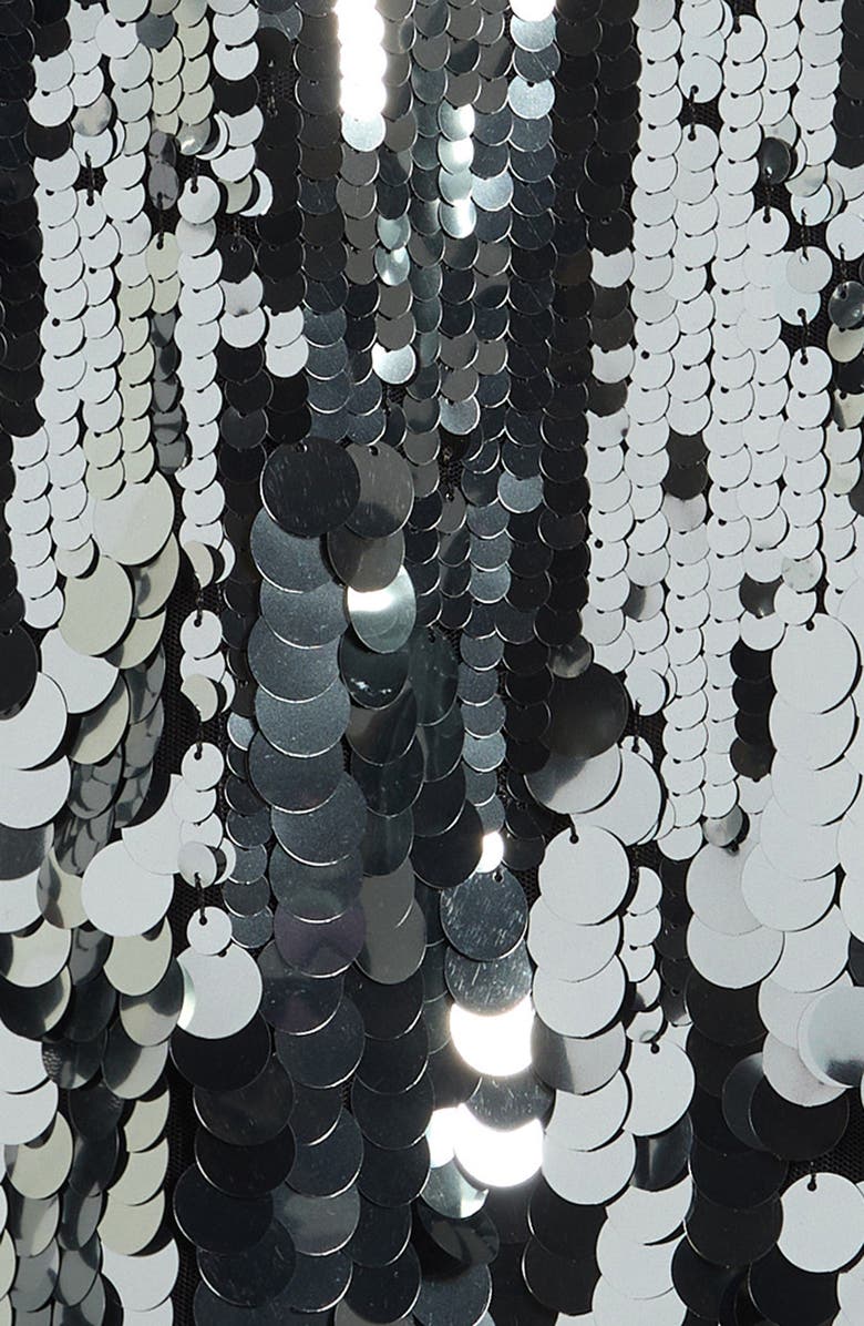 Reiss Kids' Paillette Long Sleeve Dress, Alternate, color, Silver