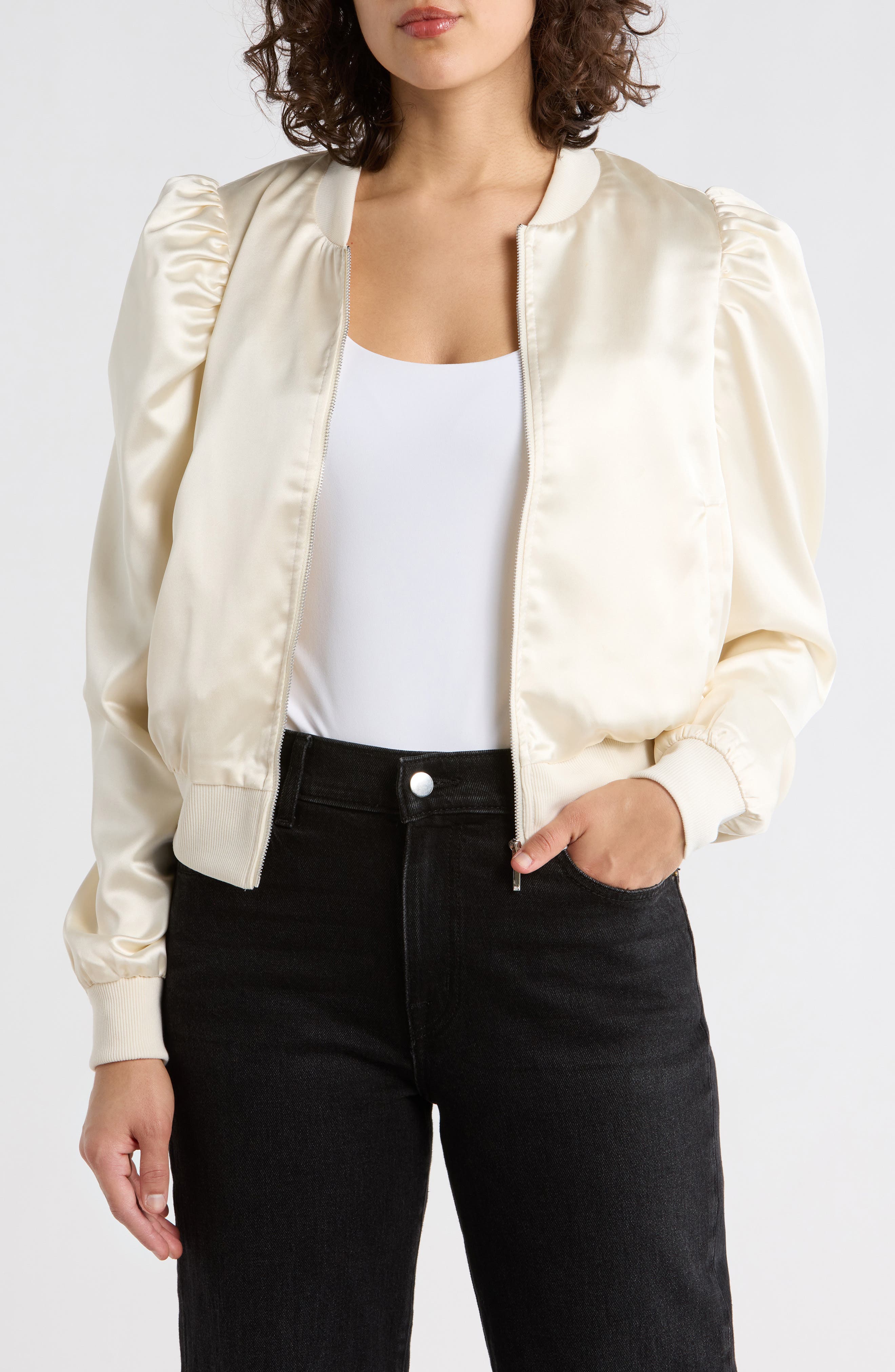 Amma Crop Satin Bomber Jacket - image 3