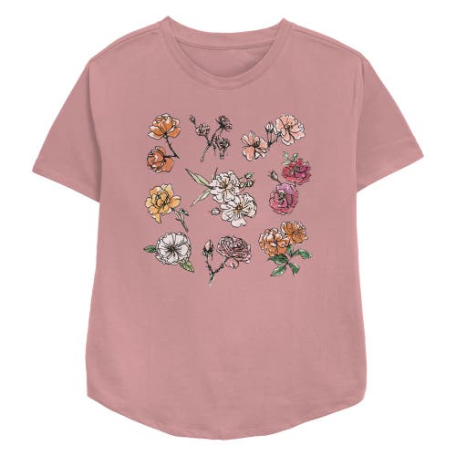 Lost Gods Painted Flower Grid  Graphic T-shirt In Pink