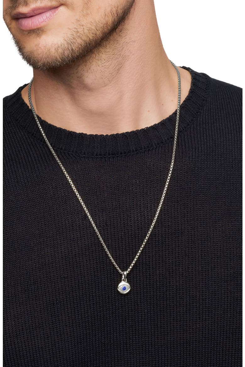 Evil Eye Amulet with Lapis Lazuli, Alternate, color, SILVER/ LAPIS LAZULI