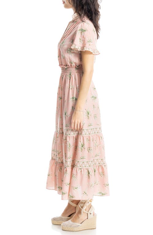 Max Studio Sleeveless Tiered Maxi Dress In Blsh Tssd Flrl Snwdrp
