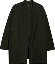 Eileen Fisher High Collar Open Front Boiled Wool Jacket