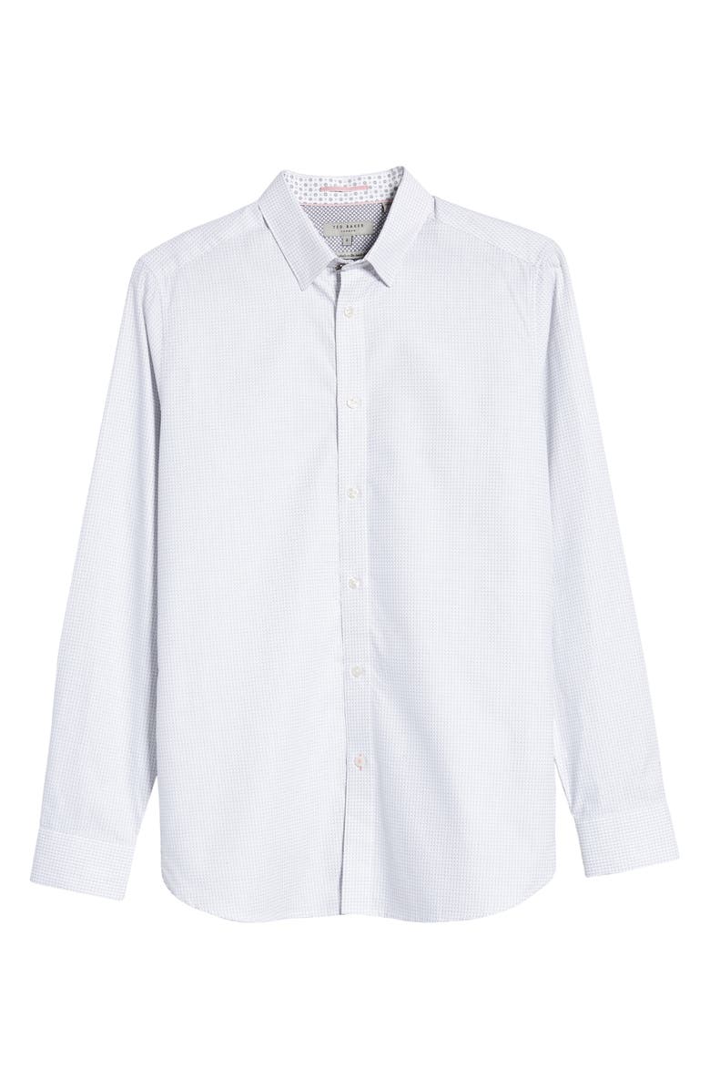 Ted Baker London Lintsy Slim Fit Microprint Button-Up Shirt, Alternate, color, White