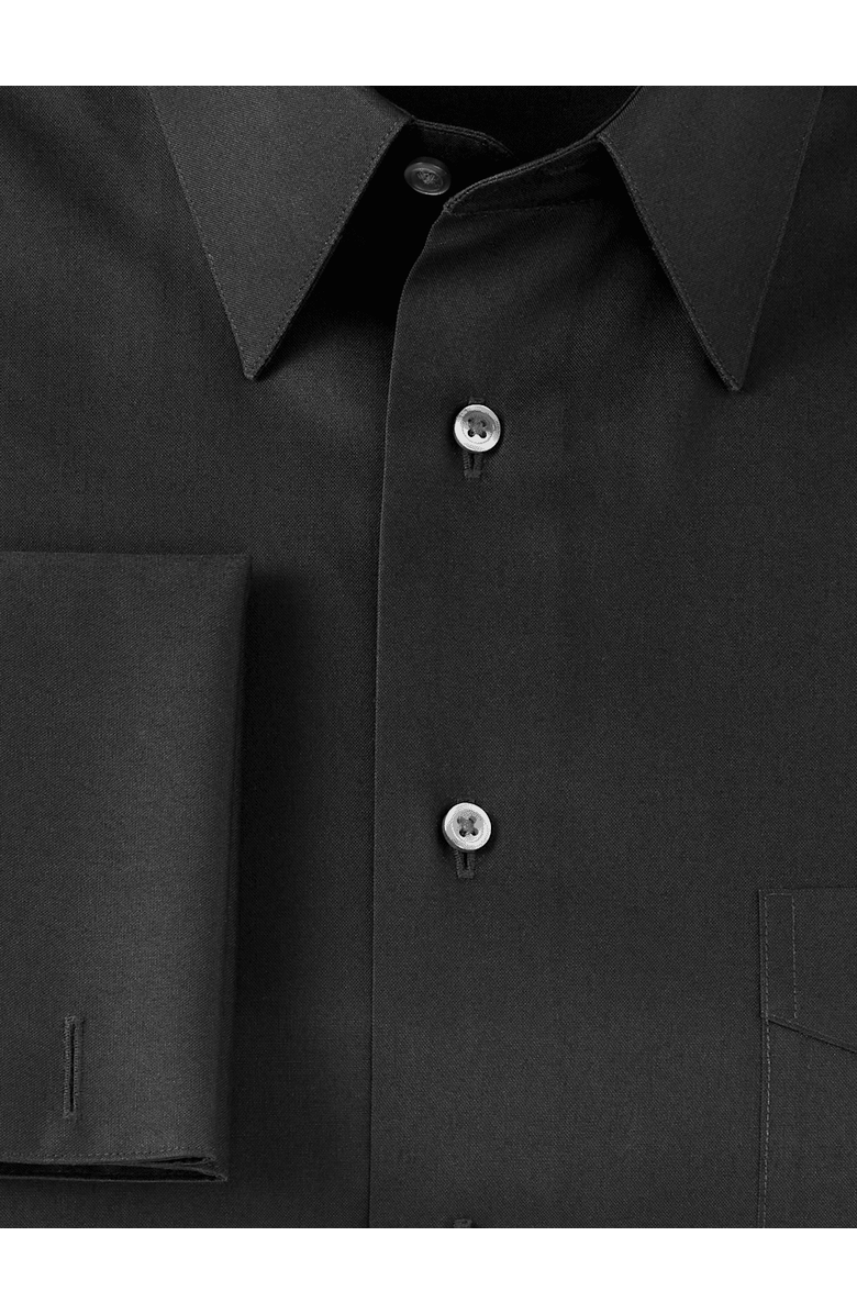 Paul Fredrick Non-iron Cotton Pinpoint Solid Point Collar French Cuff Dress Shirt, Alternate, color, Black