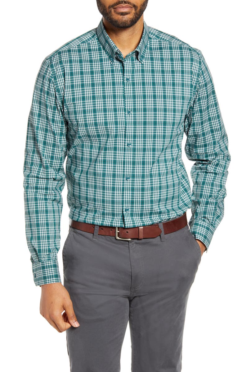 Cutter & Buck Soar Classic Fit Plaid Performance Button-Down Shirt, Main, color, 